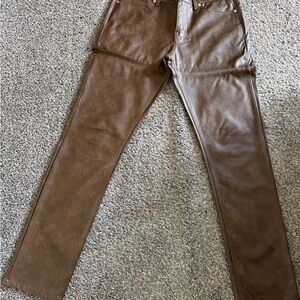 Men's Brown faux leather jeans